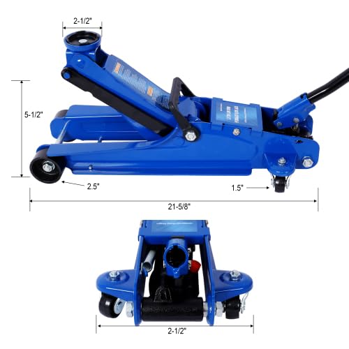 Heavy-Duty Steel Racing Floor Jack 2.5 Ton Blue D722