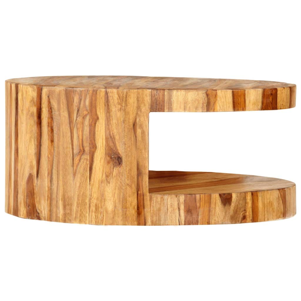 Natural Solid Sheesham Wood Round Coffee Table 25.6 in Z4738