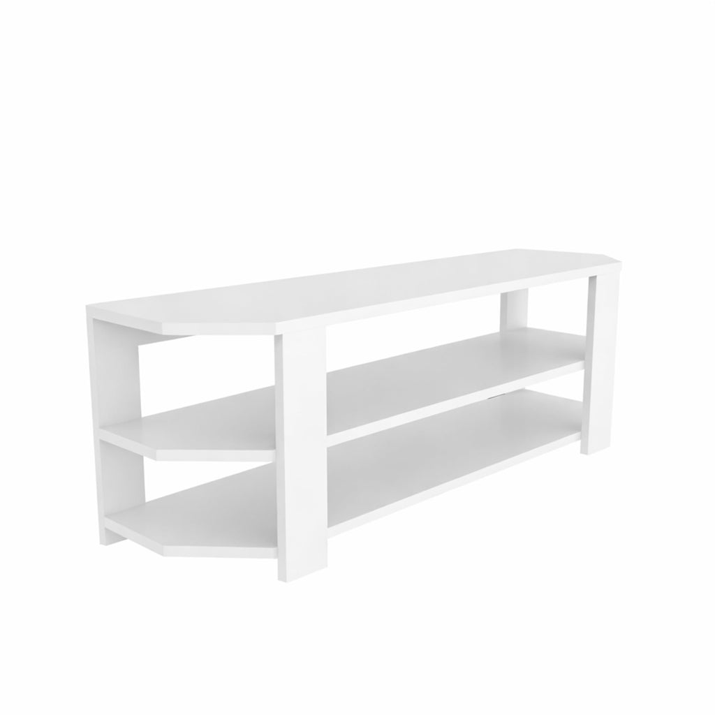 Corner TV Stand with Open Shelves for Up to 60 inch TVs White E285557