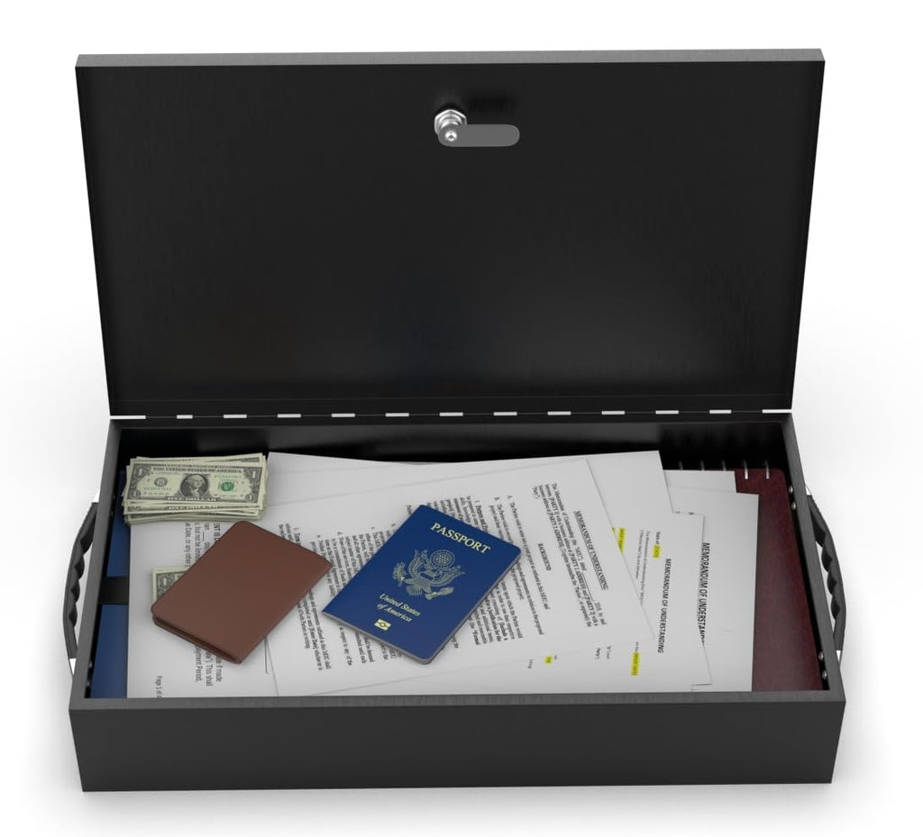 Fire Retardant Steel Security Chest Lock Box, 0.43 Cubic Ft, Black U62404