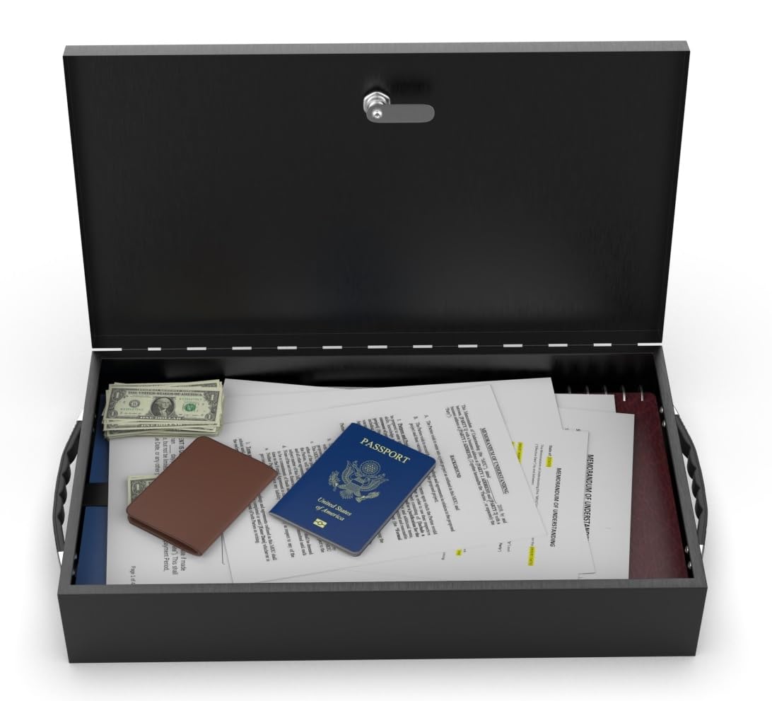 Fire Retardant Steel Security Chest Lock Box, 0.43 Cubic Ft, Black U62404