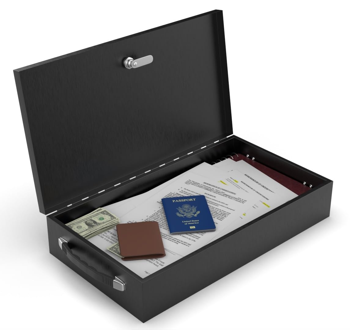Fire Retardant Steel Security Chest Lock Box, 0.43 Cubic Ft, Black U62404