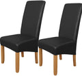 Waterproof Stretch Leather Dining Chair Covers Set of 6 Black G24741
