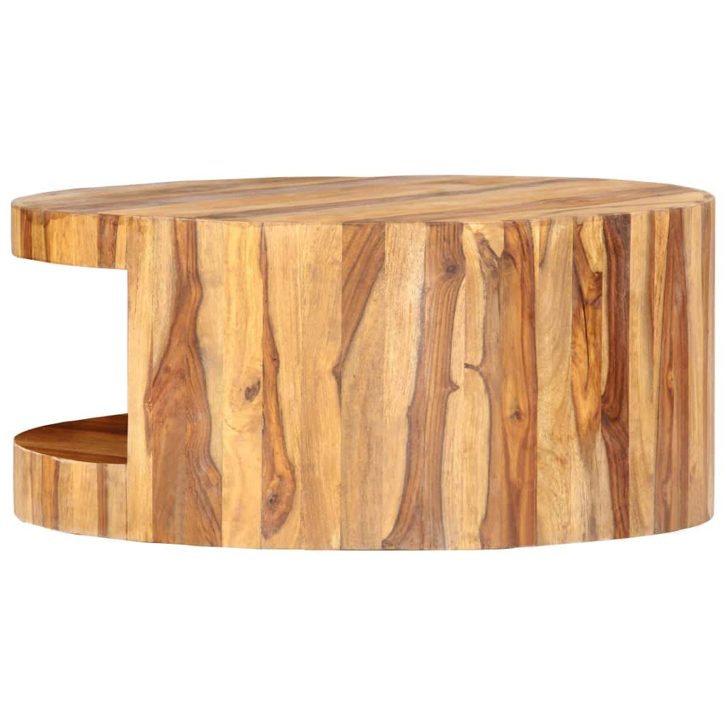 Natural Solid Sheesham Wood Round Coffee Table 25.6 in Z4738