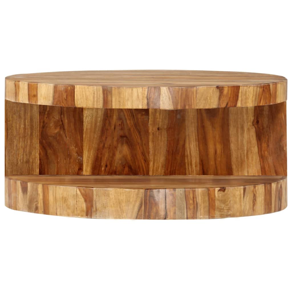 Natural Solid Sheesham Wood Round Coffee Table 25.6 in Z4738