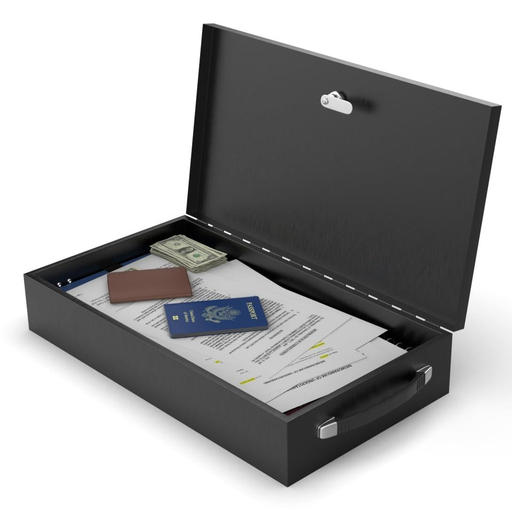Fire Retardant Steel Security Chest Lock Box, 0.43 Cubic Ft, Black U62404