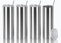 20 Oz Stainless Steel Skinny Tumbler Set, 4 Pack, Silver I480