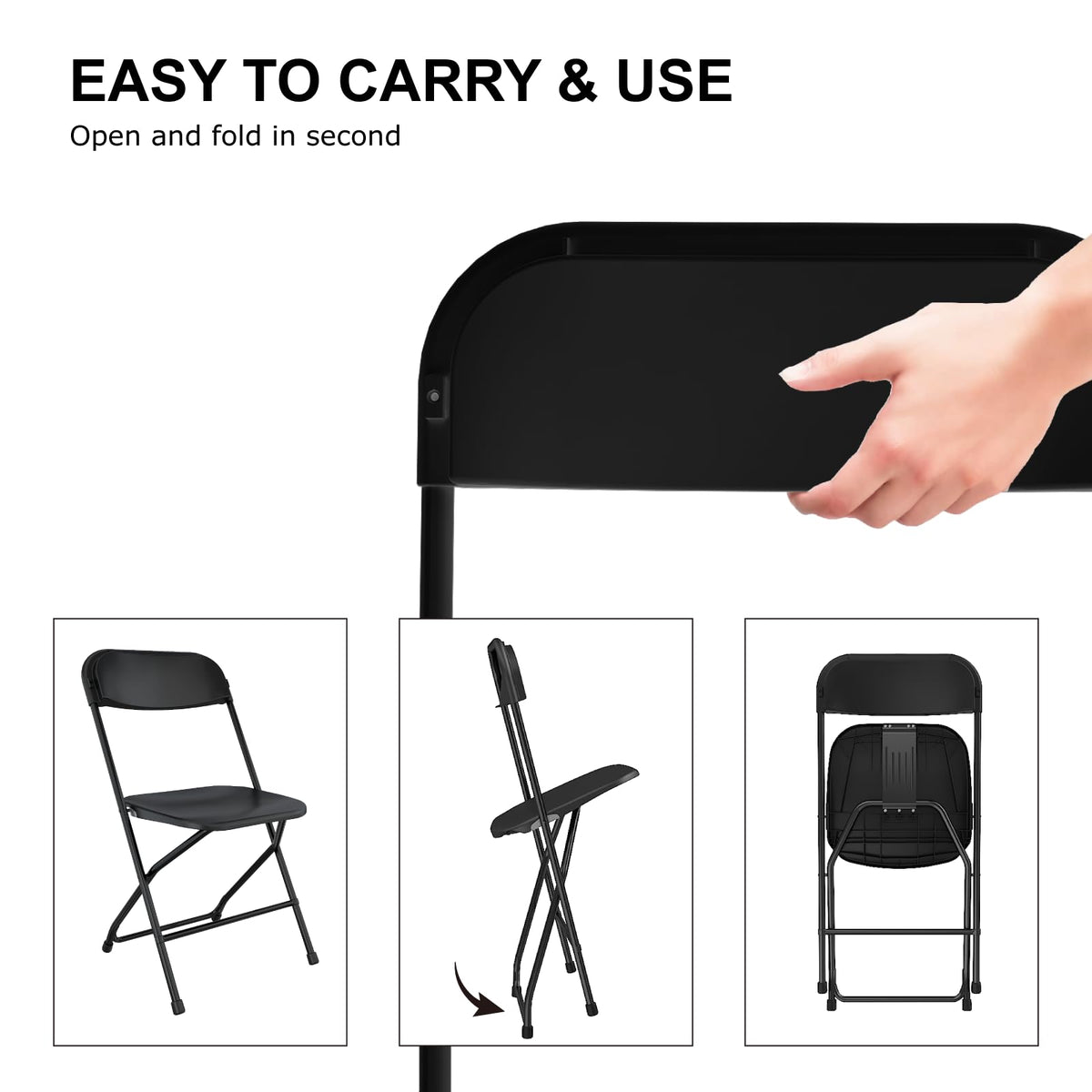 Black Folding Chairs 10 Pack A616