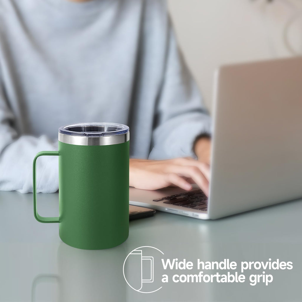 16oz Insulated Stainless Steel Coffee Mug with Lid and Straw O639109