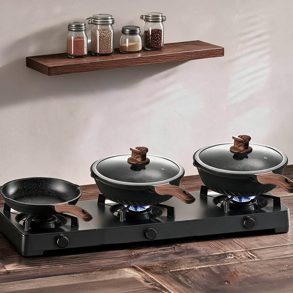 12 Pc Nonstick Deep Frying Pan Cookware Set B6975