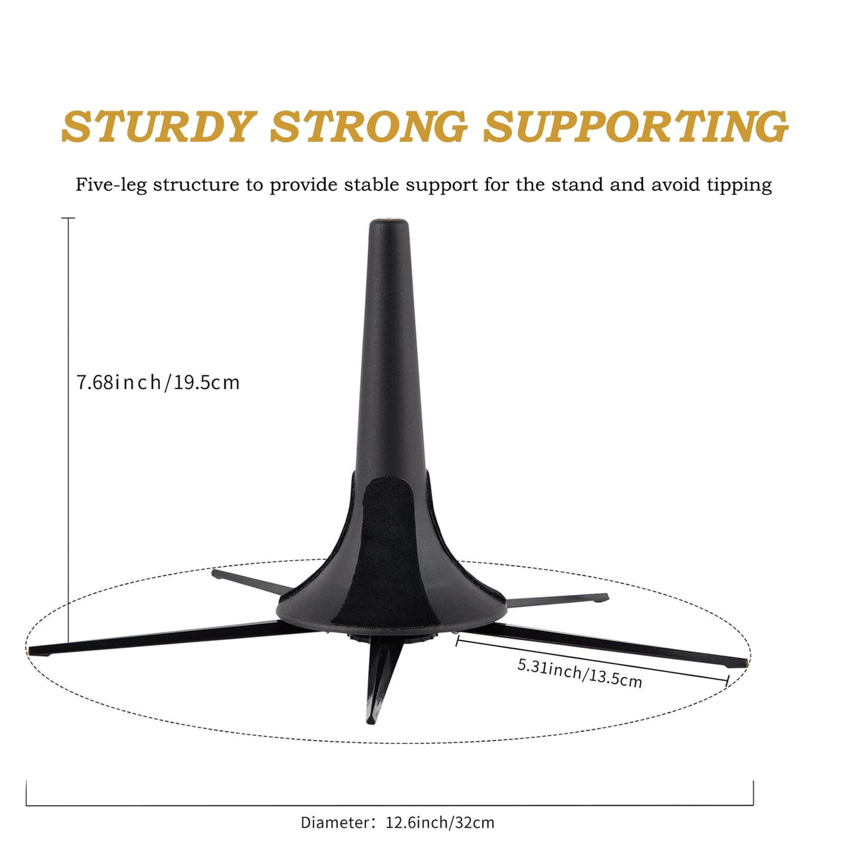 Trumpet Stand and Care Kit with Mouthpiece, Valve, Snake Brush, Foldable Metal 5 Legs Z2382