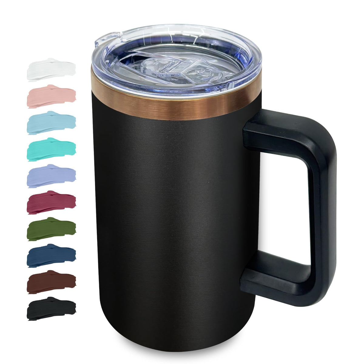 22oz Insulated Coffee Mug with Handle and Lid Black G265733