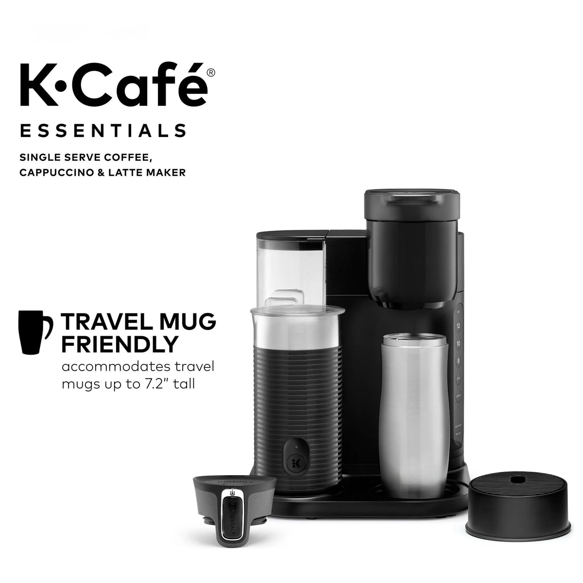 Black Single Serve Coffee Maker with Milk Frother M6103