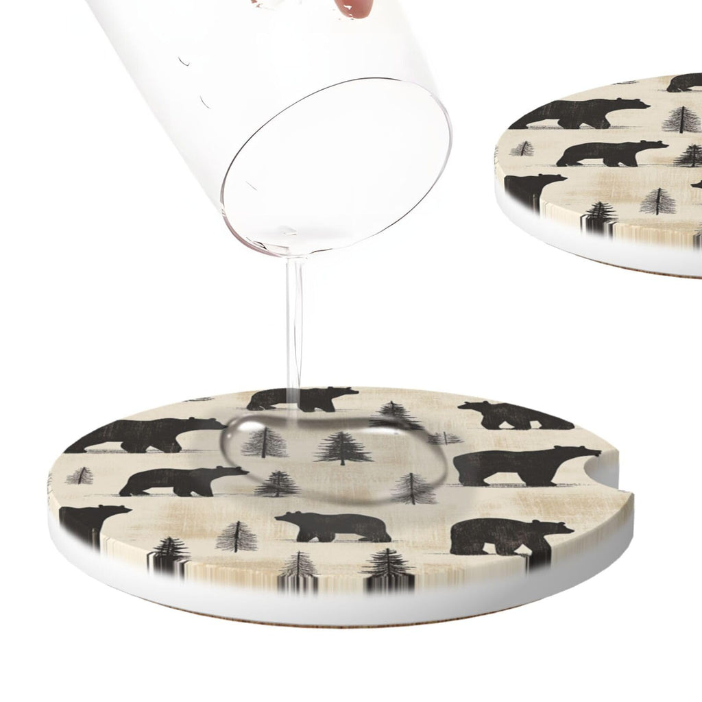 Black Bear Ceramic Car Coasters Set of 2 H87323