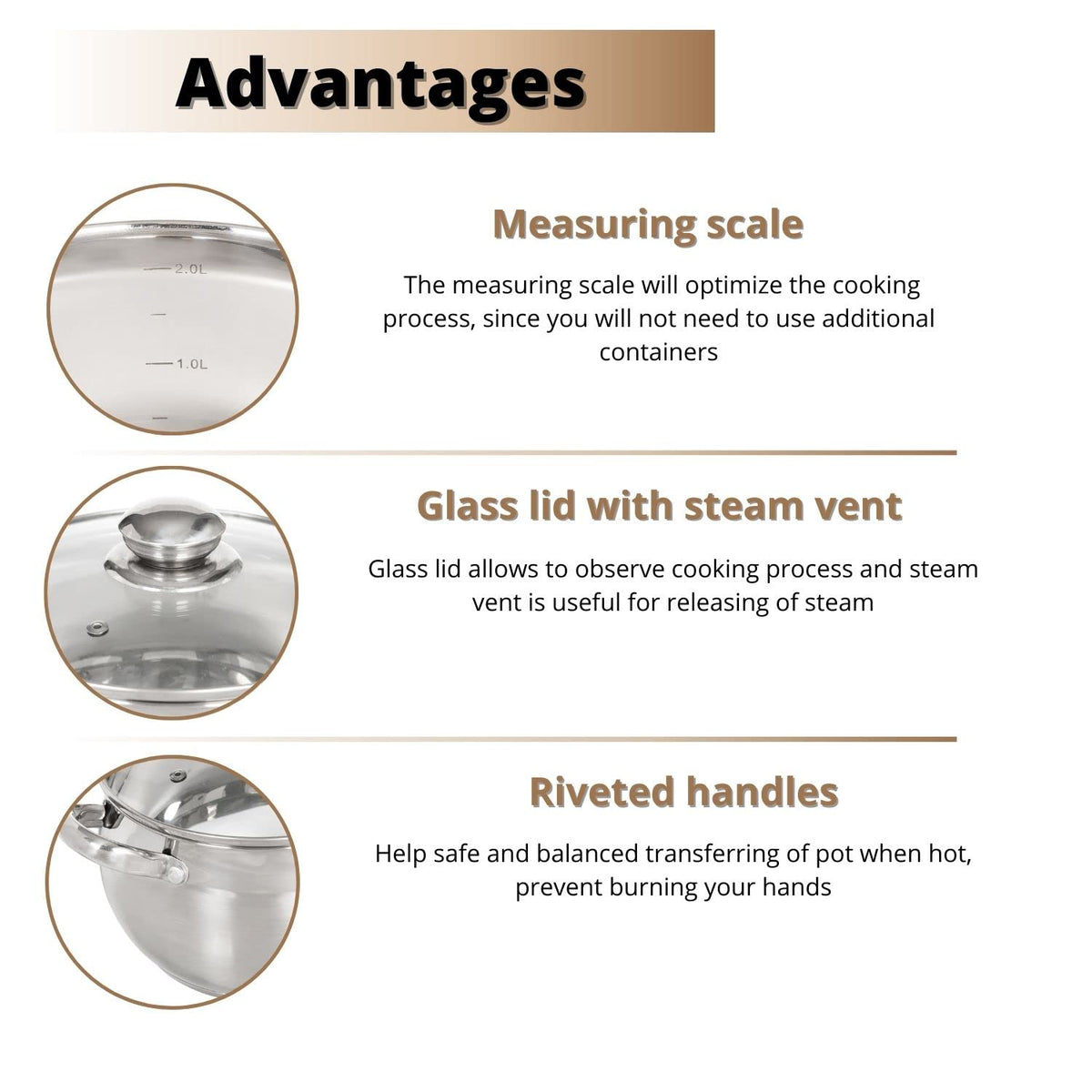 6.5 Quart Stainless Steel Stock Pot with Glass Lid O985504