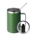 16oz Insulated Stainless Steel Coffee Mug with Lid and Straw O639109