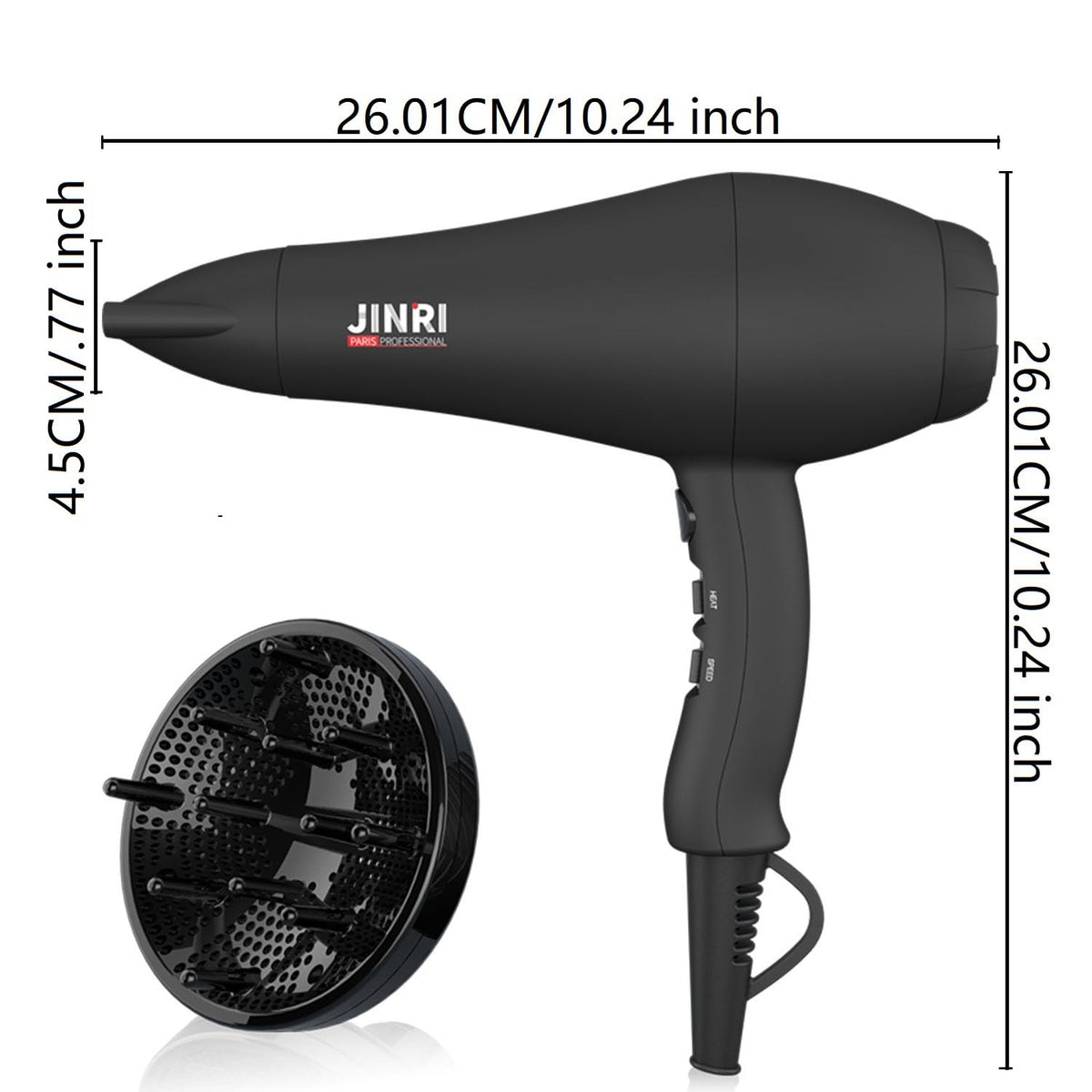 1875W Ionic Hair Dryer with Diffuser and Concentrator W6745
