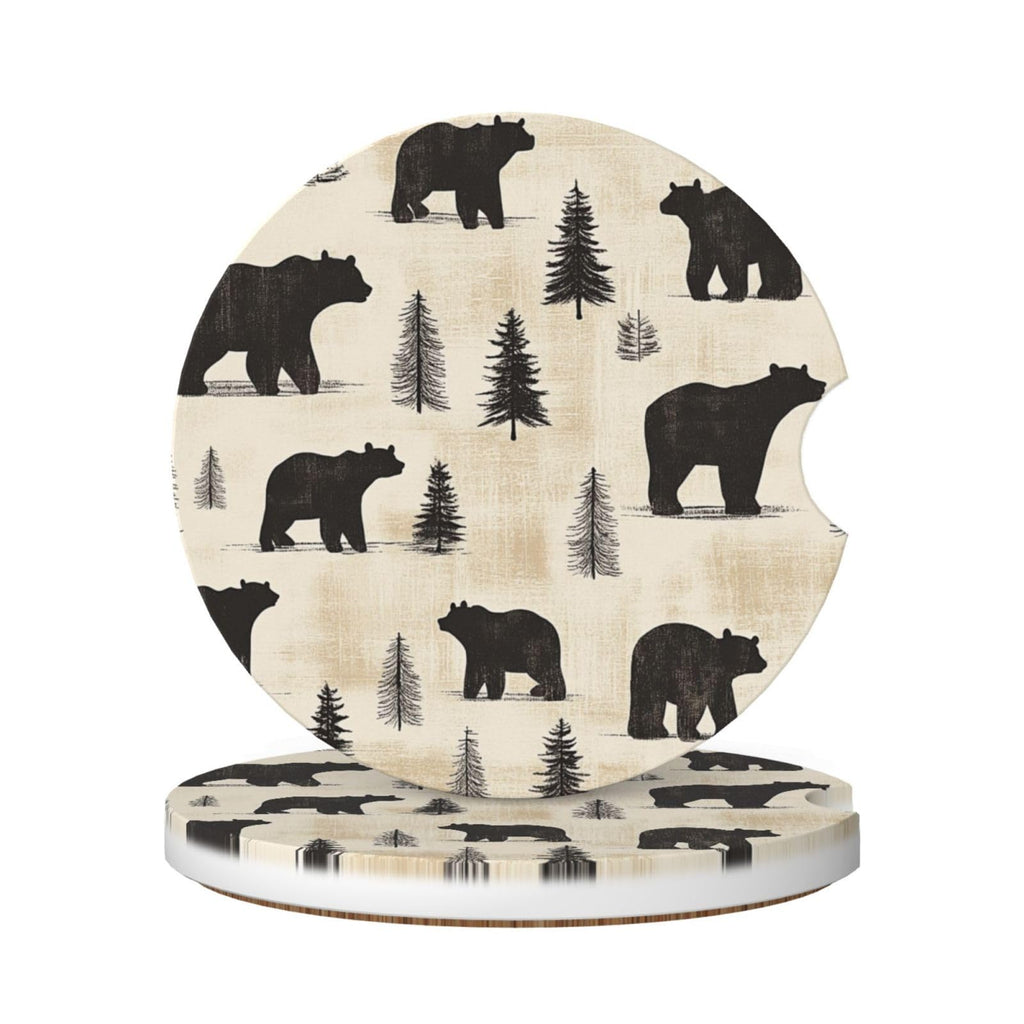 Black Bear Ceramic Car Coasters Set of 2 H87323