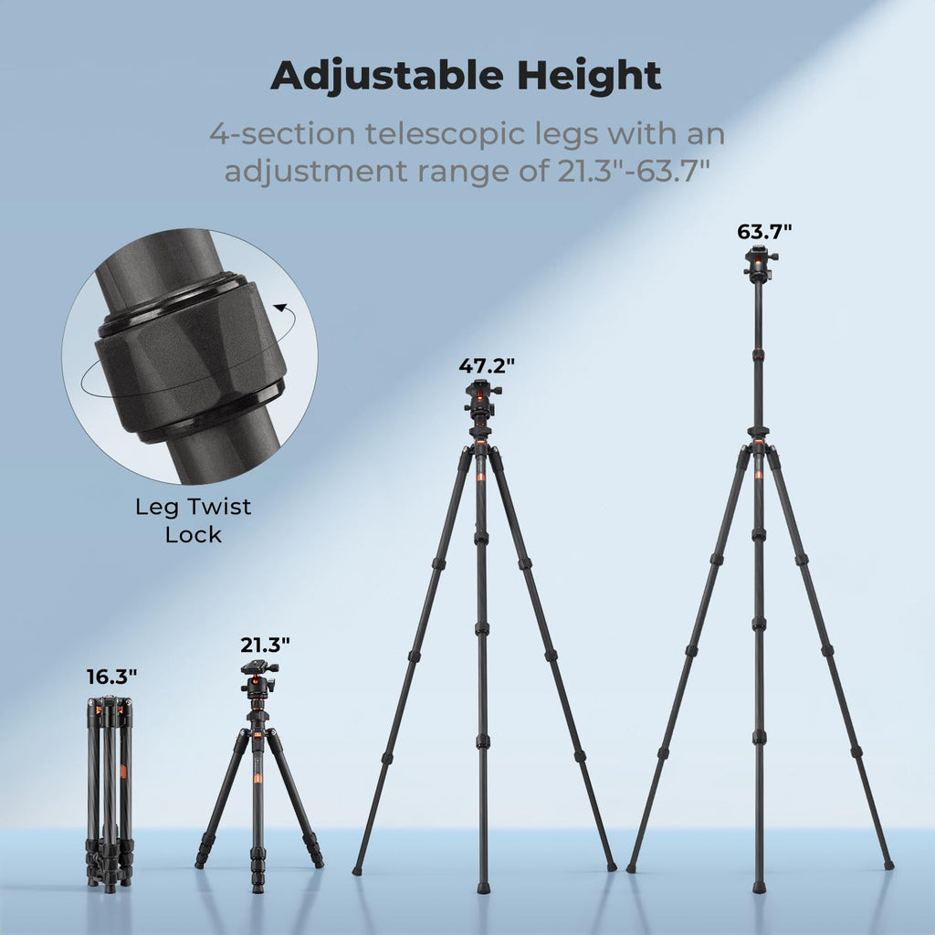 Carbon Fiber Camera Tripod with Ball Head C617