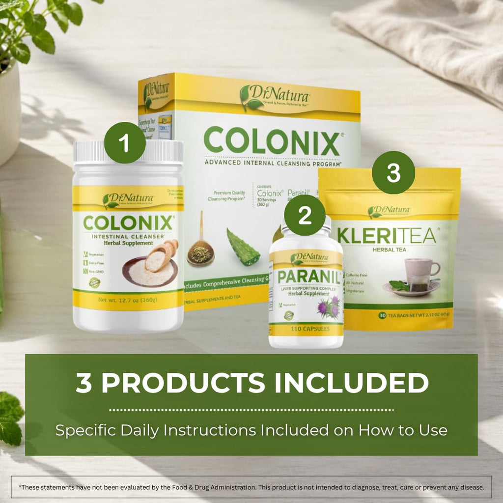 Whole Psyllium Husk Fiber Powder Herbal Capsules & Tea 30 Day Colon Cleanse Kit P600