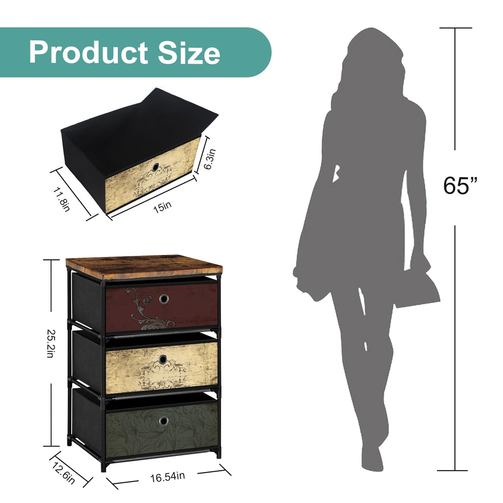 3 Drawer Fabric Nightstand O993