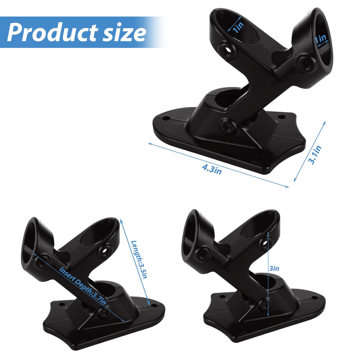 4 Pack Aluminum Flag Pole Holder Brackets 1 inch C579942
