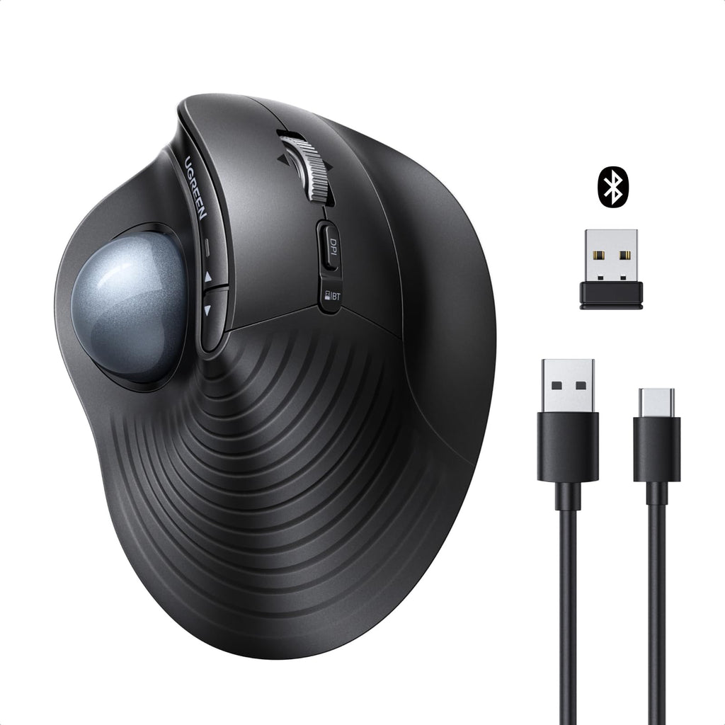 Wireless Trackball Mouse, Bluetooth & 2.4G, Thumb Control S397