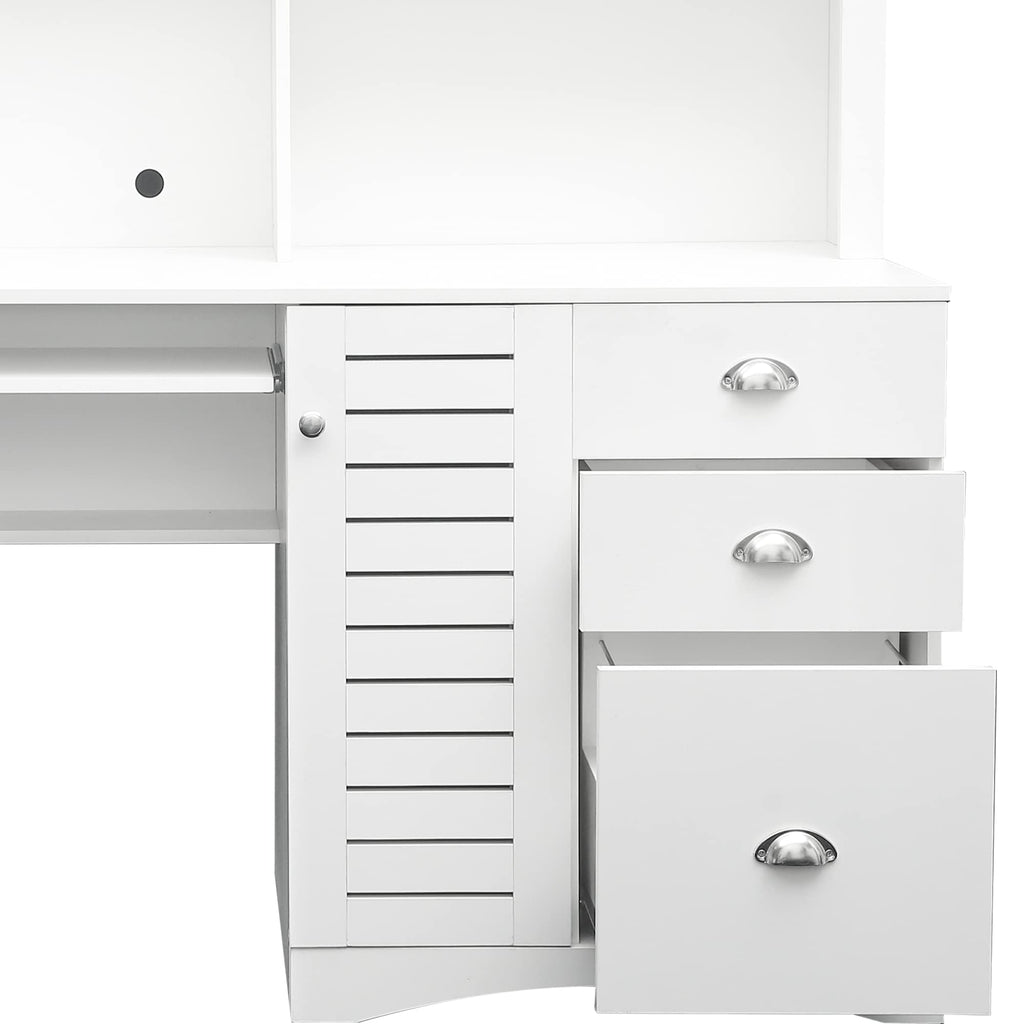White Computer Desk with Hutch I977262