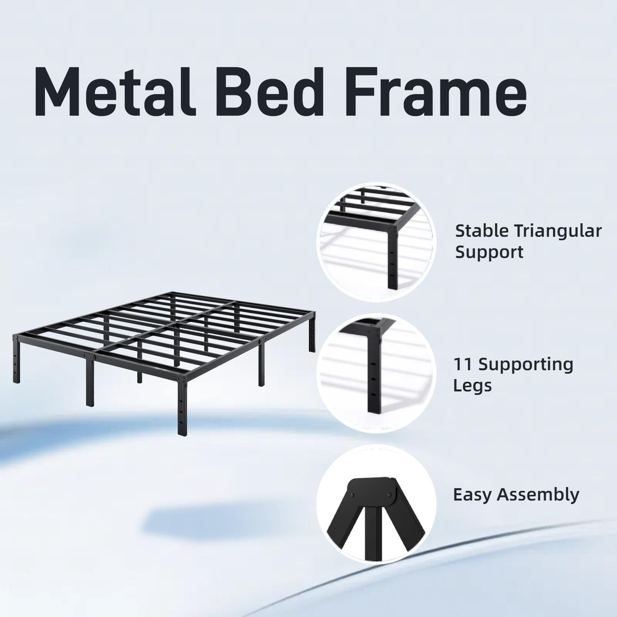 18 Inch Queen Metal Platform Bed Frame R196531