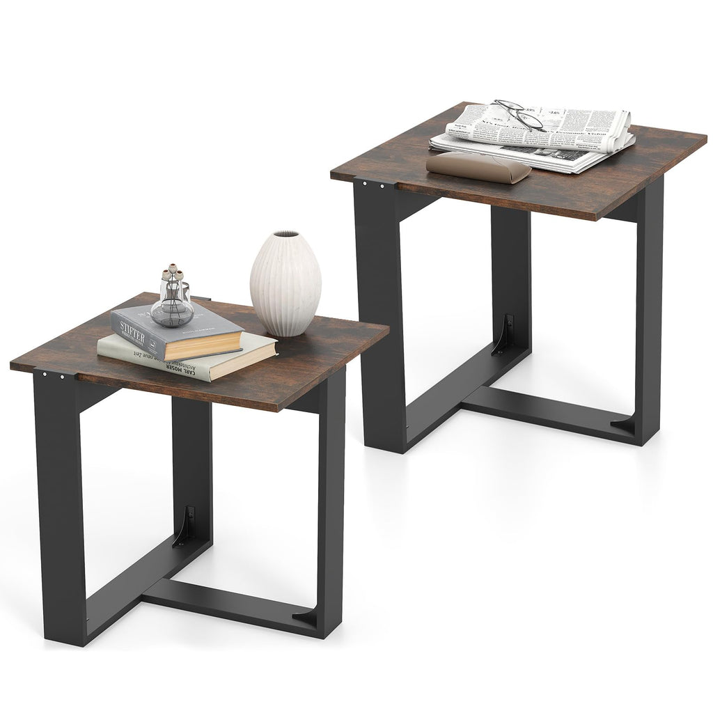 Set of 2 Square Wood Side Tables Y678503