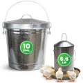 6.6 Lb Stainless Steel Hanging Poultry Feeder with 10 Gallon Storage Bucket C70713