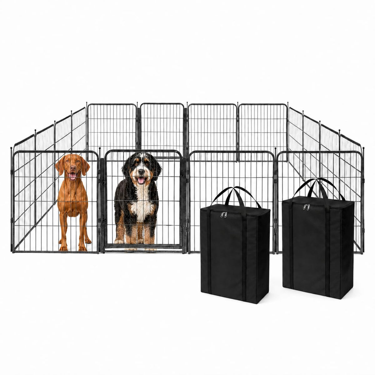 32 Inch 16 Panel Black Metal Dog Playpen O191162