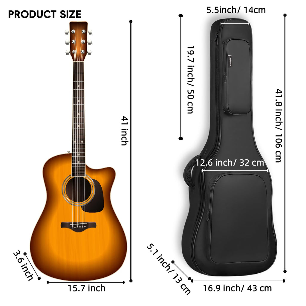 Black Acoustic Guitar Gig Bag with Adjustable Shoulder Strap G10329