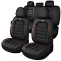 Waterproof Nappa Leather Car Seat Covers Standard 5 Seats Black & Red Y15207