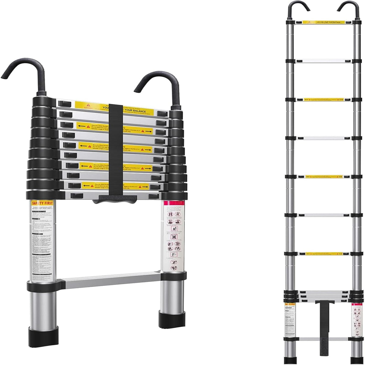 10.5ft Aluminum Telescoping Ladder 330 lbs Capacity K568028