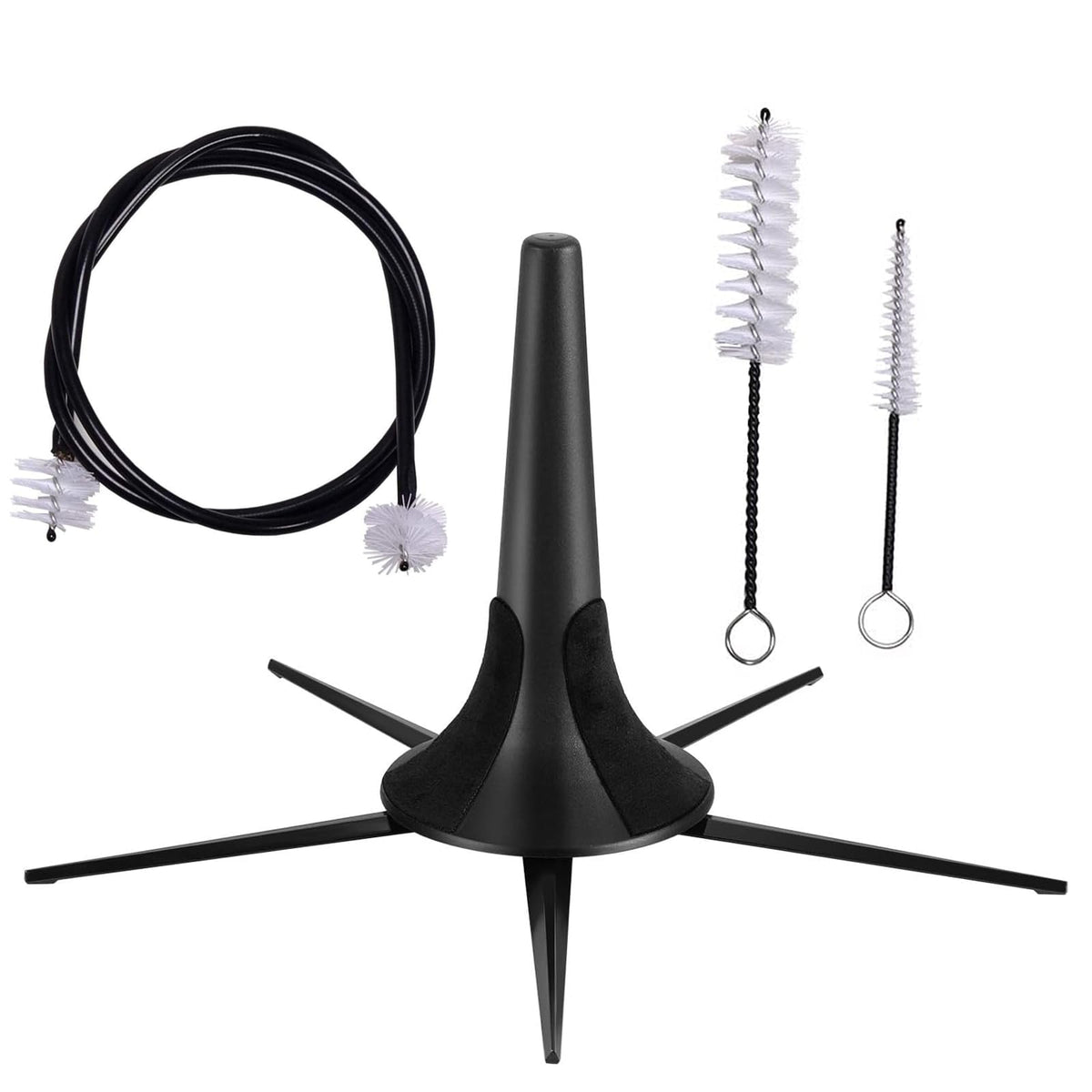 Trumpet Stand and Care Kit with Mouthpiece, Valve, Snake Brush, Foldable Metal 5 Legs Z2382
