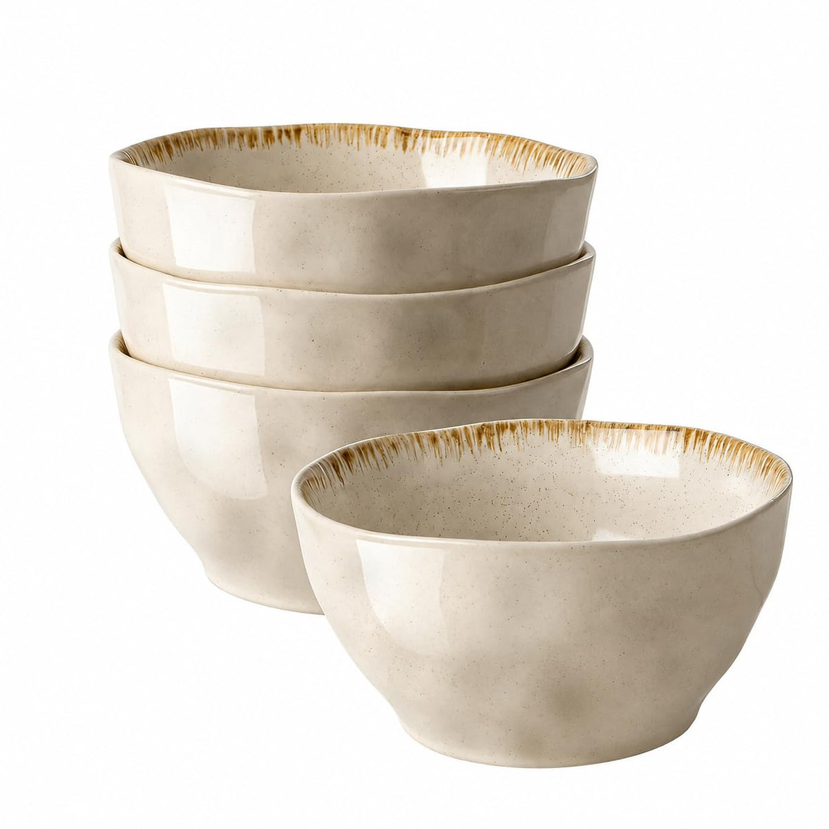 30 OZ Ceramic Soup Bowls Set of 4 Beige M14955