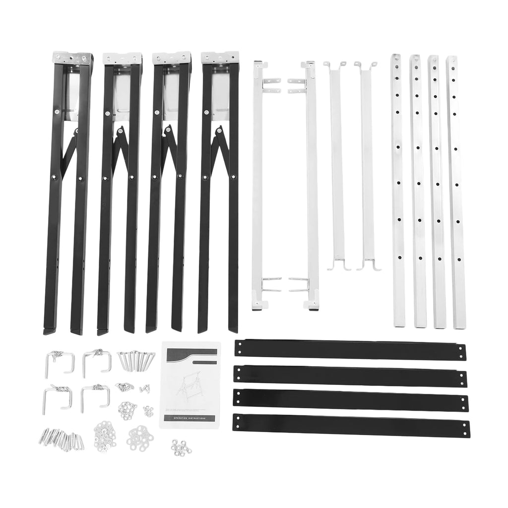 2-Pack Height Adjustable Folding Saw Horses Q195 Steel 220.46lbs Load Capacity Black & Silver H39282
