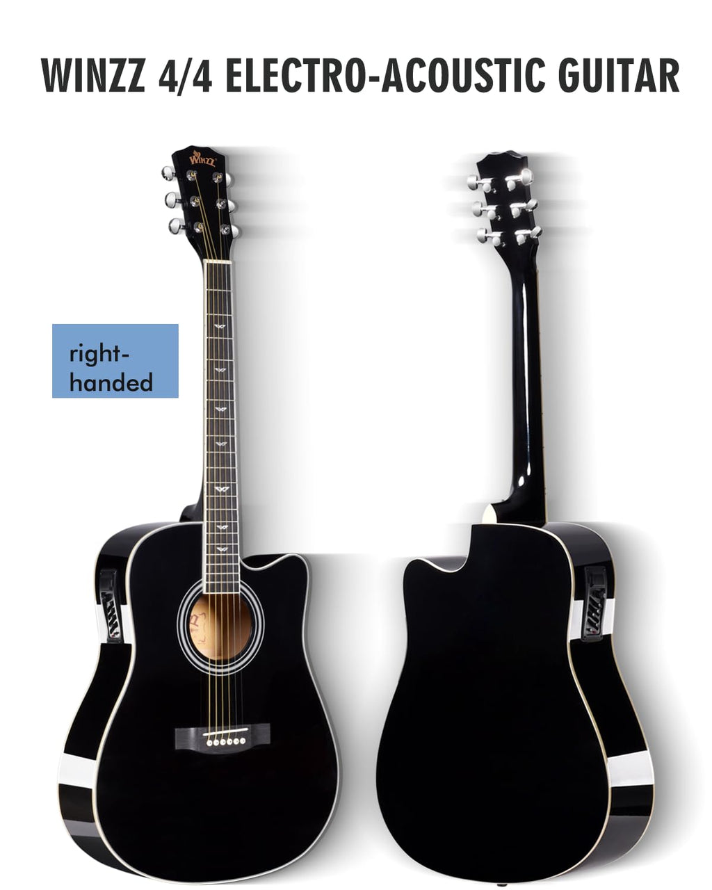 Glossy Black 4/4 Full Size 6 Steel-String Acoustic-Electric Guitar J56393