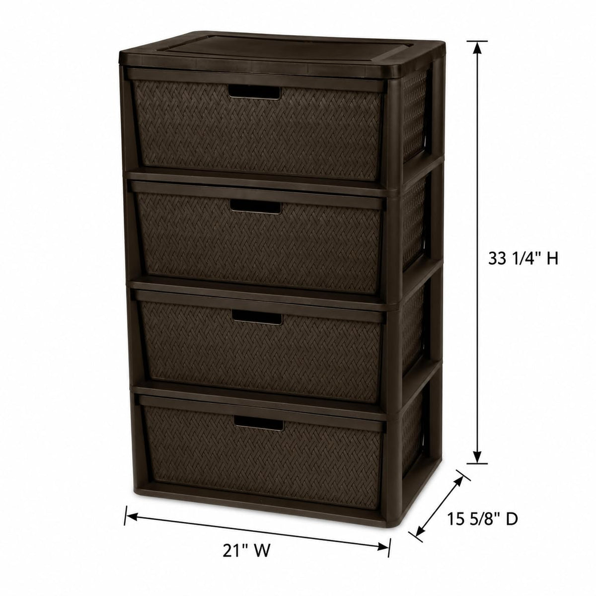 Brown 4 Drawer Plastic Storage Tower R378868
