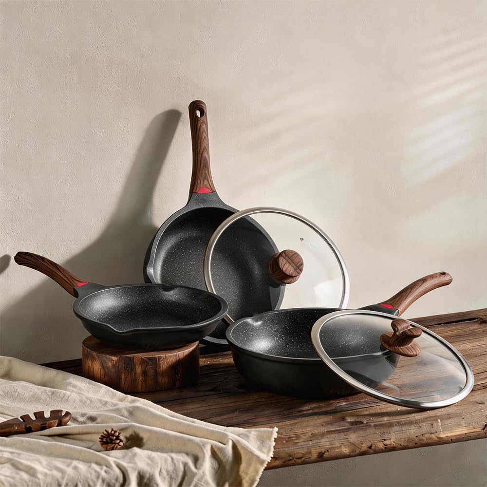 12 Pc Nonstick Deep Frying Pan Cookware Set B6975