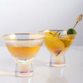 Stemless Martini Glasses Set of 2 Gold Rim G5001
