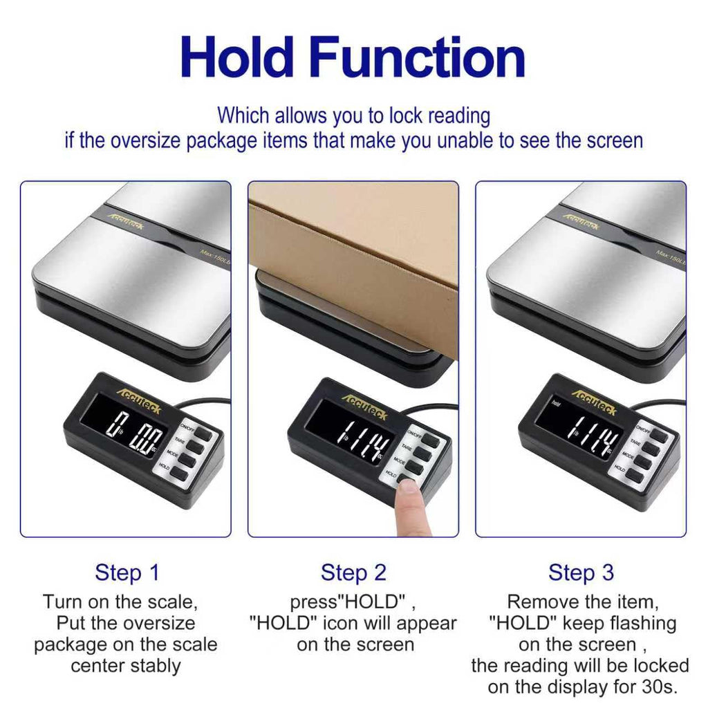 150Lbs 0.1OZ Digital Postal Scale Stainless Steel P46498