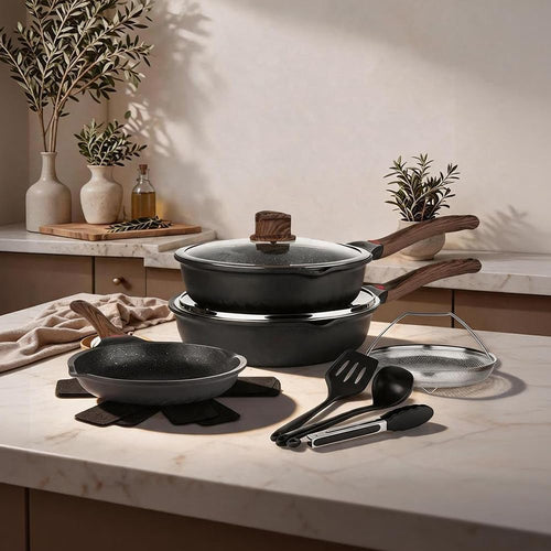 12 Pc Nonstick Deep Frying Pan Cookware Set B6975