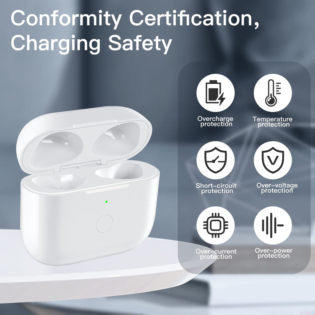 White Wireless Charging Case Replacement with Bluetooth Pairing Sync Button R9159