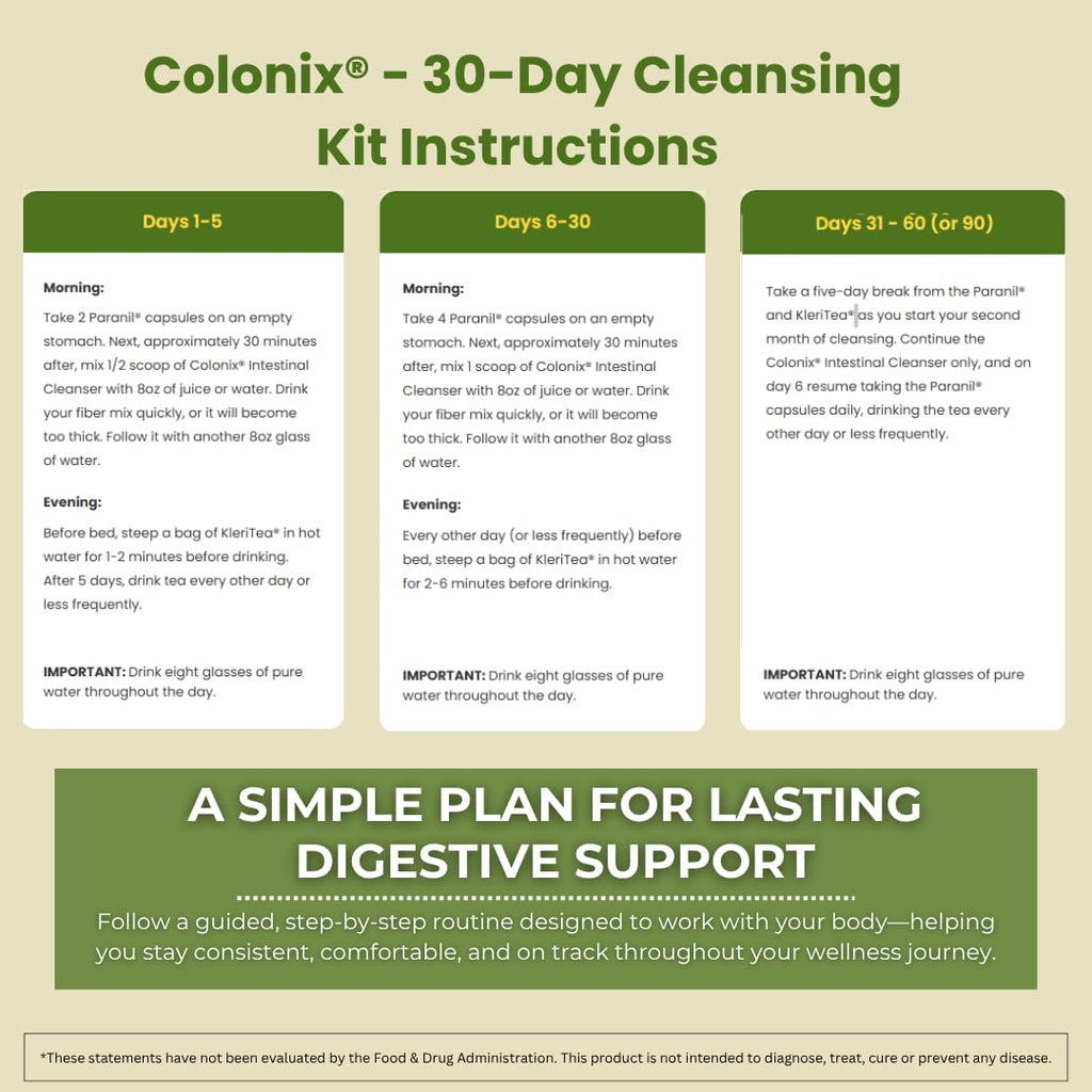 Whole Psyllium Husk Fiber Powder Herbal Capsules & Tea 30 Day Colon Cleanse Kit P600