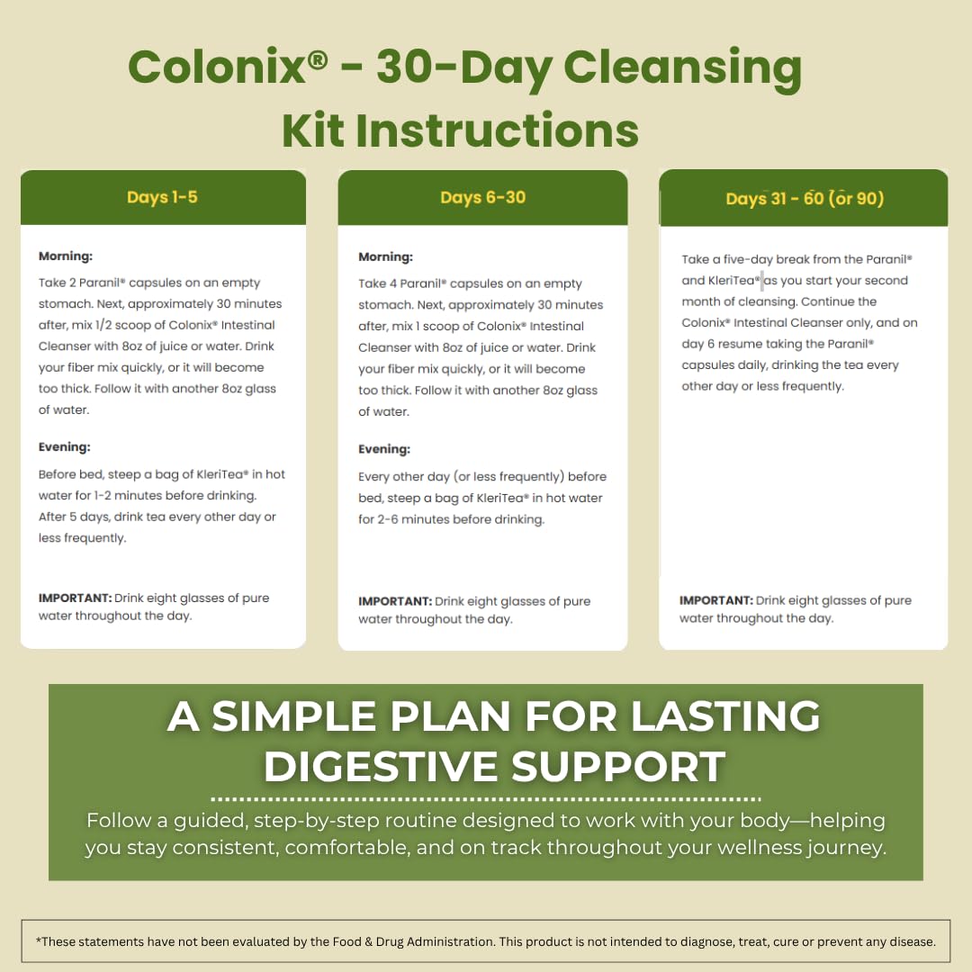 Whole Psyllium Husk Fiber Powder Herbal Capsules & Tea 30 Day Colon Cleanse Kit P600