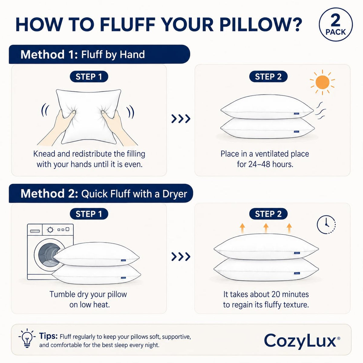 King Size Set of 2 Bed Pillows N1702