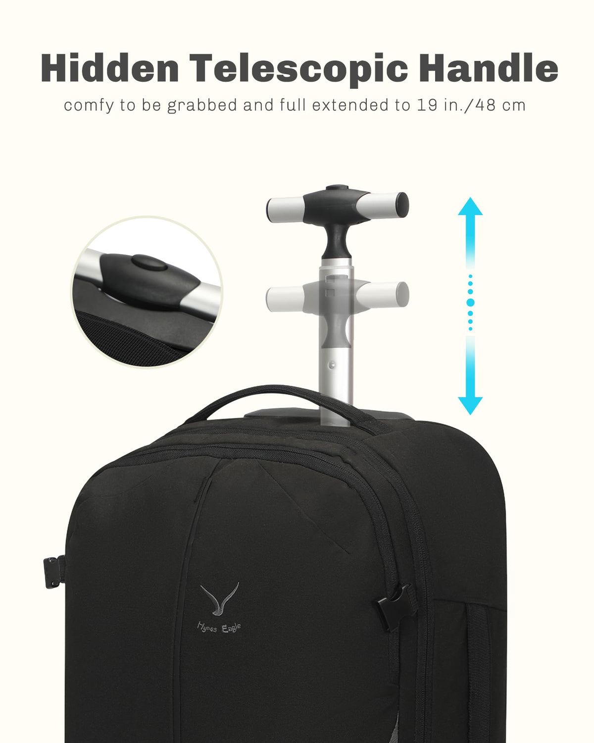 Rolling Backpack with Wheels 43L with Personal Item Bag E909