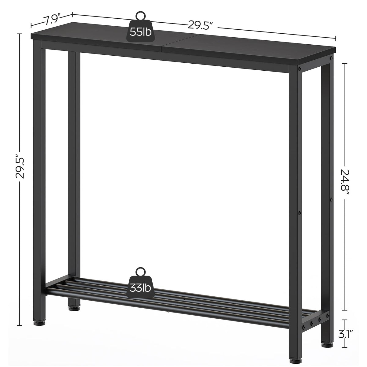 Black 2-Tier Narrow Console Table V70282
